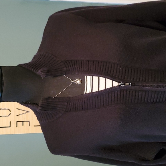 Dress Barn Sweaters - Dressbarn Mock Neck Zipper Cardigan- 2x